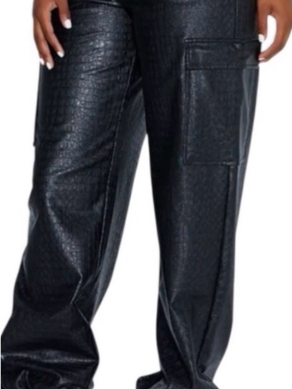 naked wardrobe Black Faux Leather Cargo Pants